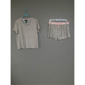Rene Rofe Sleepwear Short Sleeve Shirt With Shorts Set Size Large